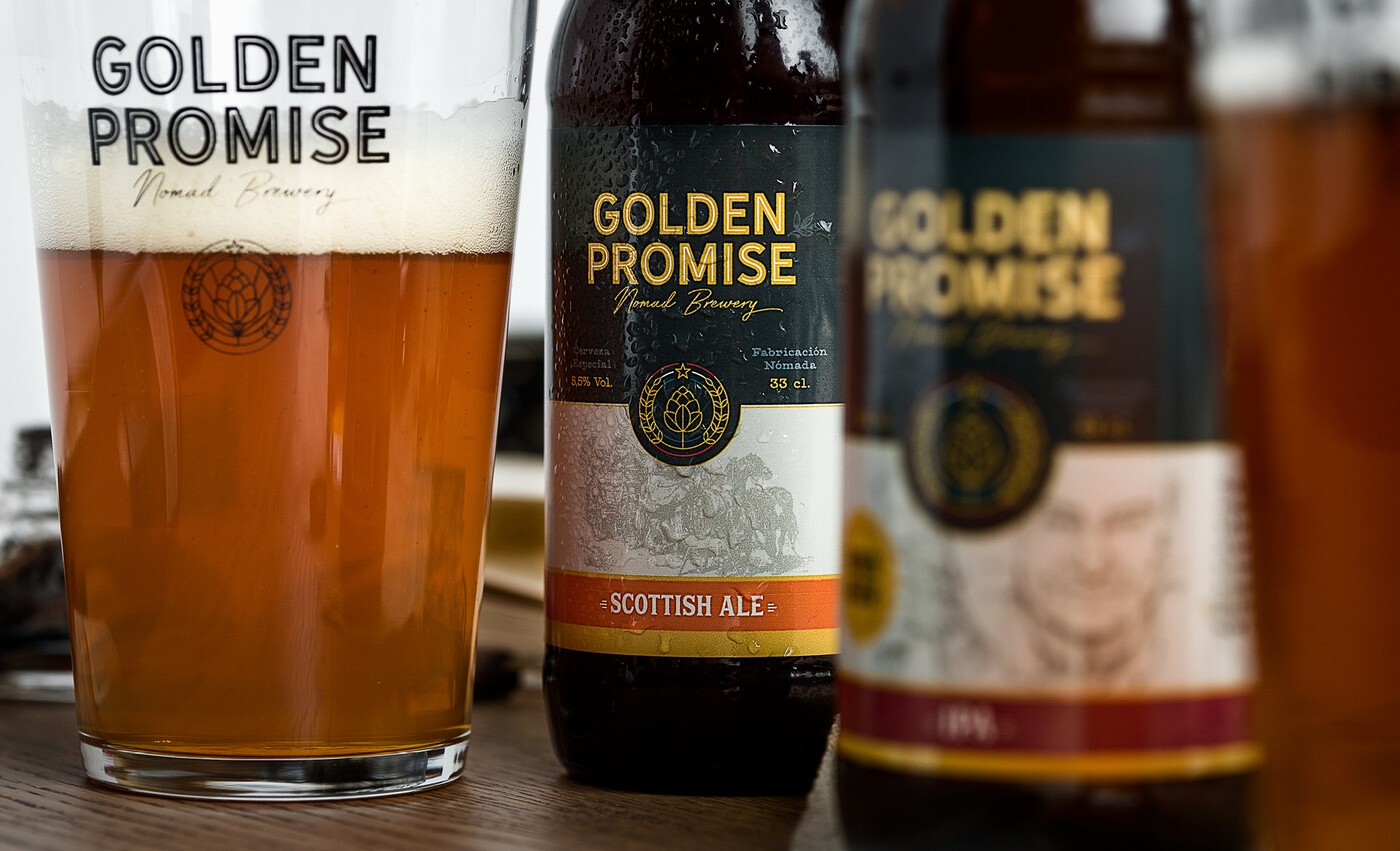 Diseño de varias etiquetas de cerveza artesana Golden Promise
