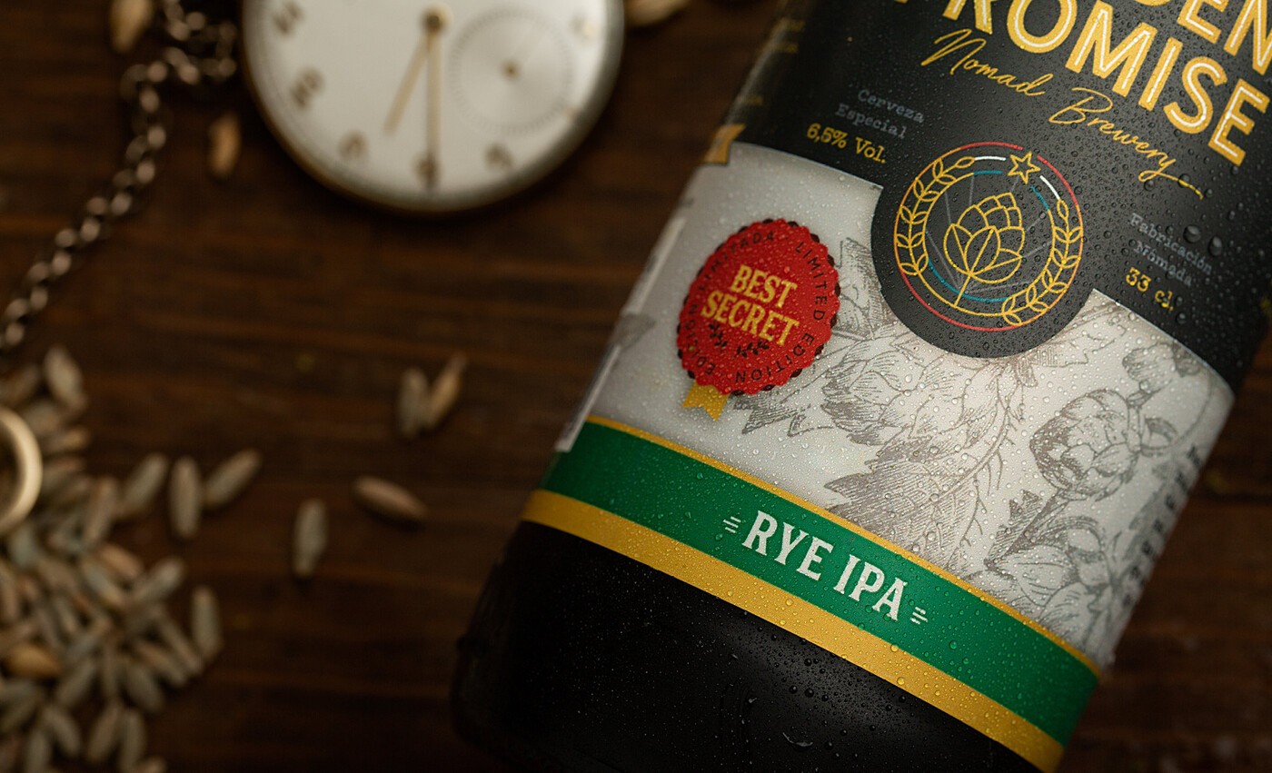Bodegón con el diseño de la cerveza Rye Ipa de Golden Promise 3