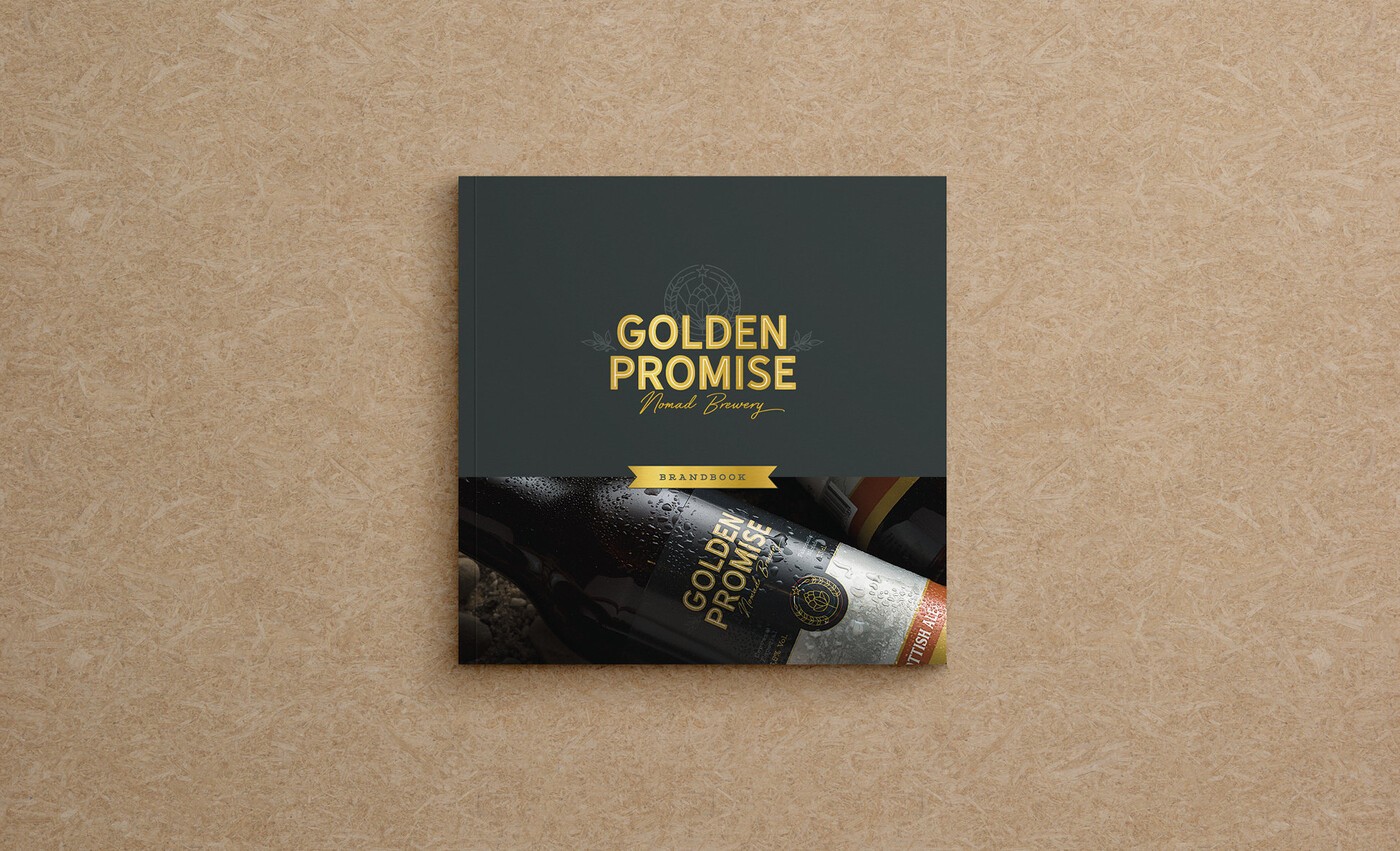 Portada del brandbook de la marca de cerveza Golden Promise